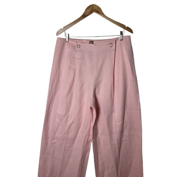 BOSS Pink Linen Blend Tapito Wide Leg Pants Trousers US 12 IT 48 1031 - Picture 4 of 10